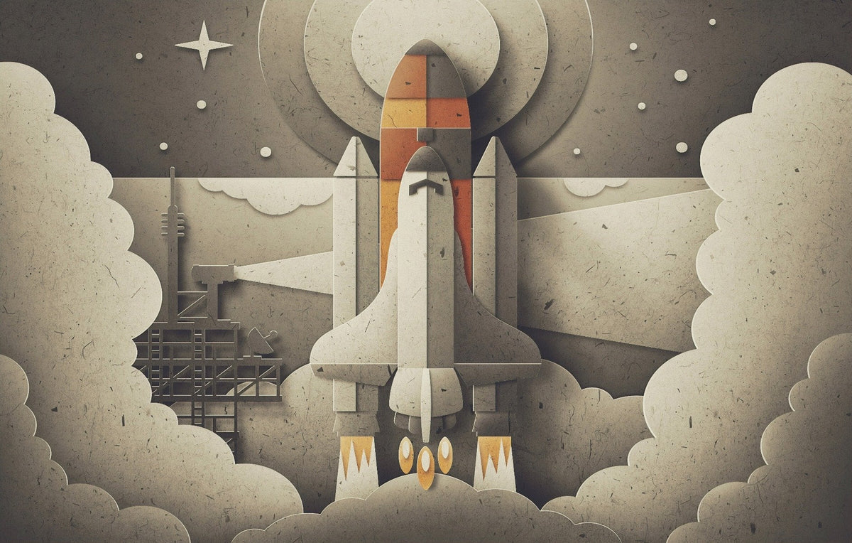 Retro Space Rocket Wallpaper Mural
