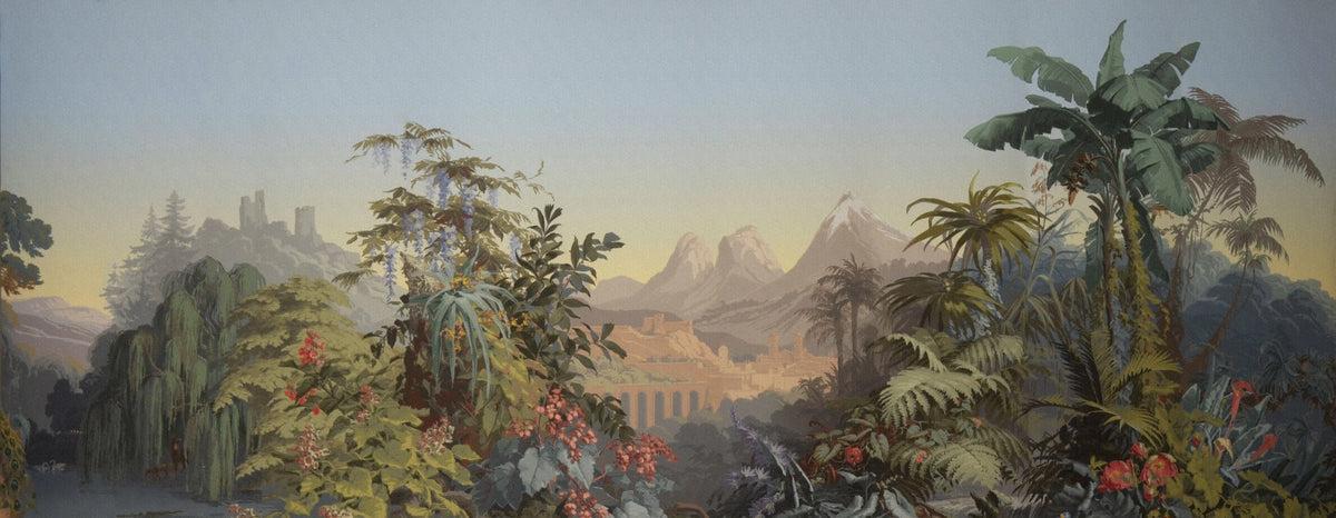 Tropical Forest and Mountains Wallpaper in your room — zoomed