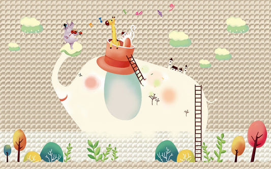 Fusion Cartoon Kids Room Wallpaper