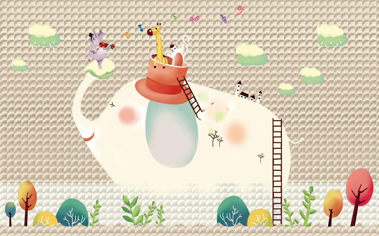 Fusion Cartoon Kids Room Wallpaper