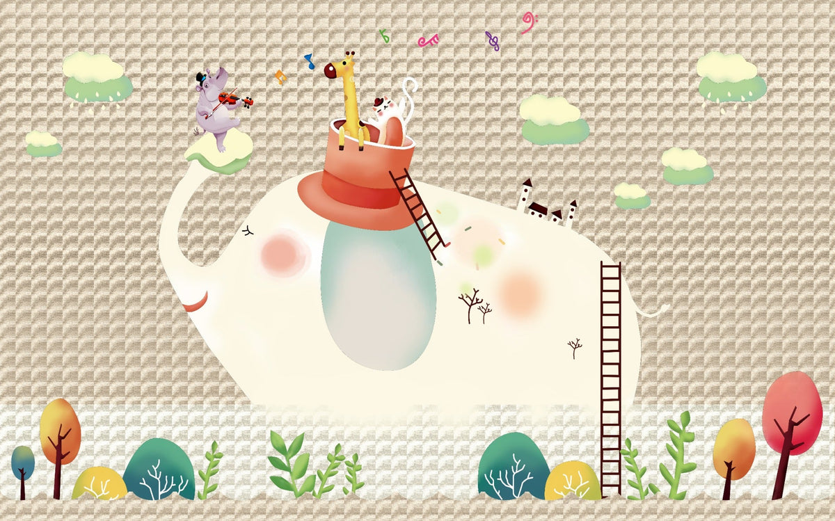 Fusion Cartoon Kids Room Wallpaper