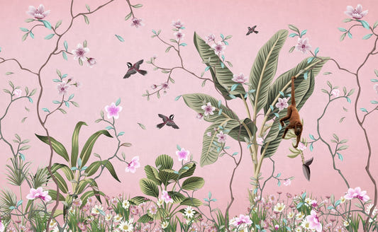 Pink Floral Textured Wallpaper Murals