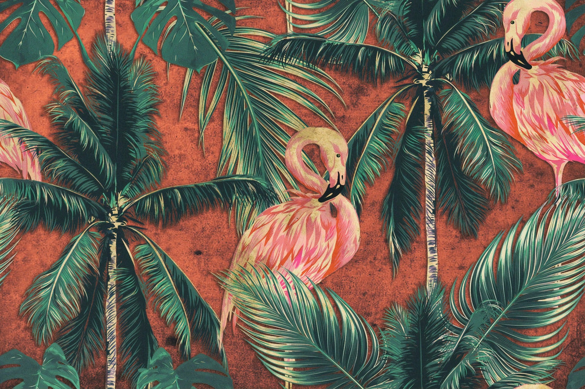 Majestic Flair Flamingo Bird Wallpaper in your room — zoomed