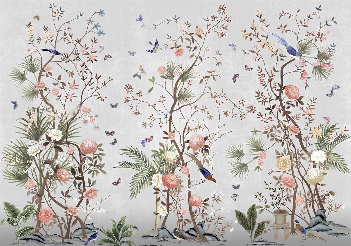 Blossoms Colorful Floral Wallpaper Murals in your room — zoomed