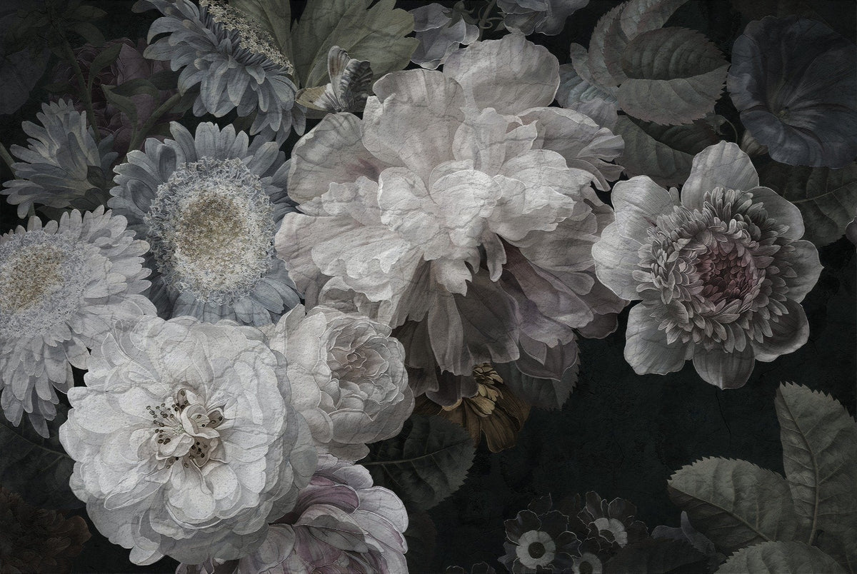 White Color Wild Flowers Wallpaper Murals