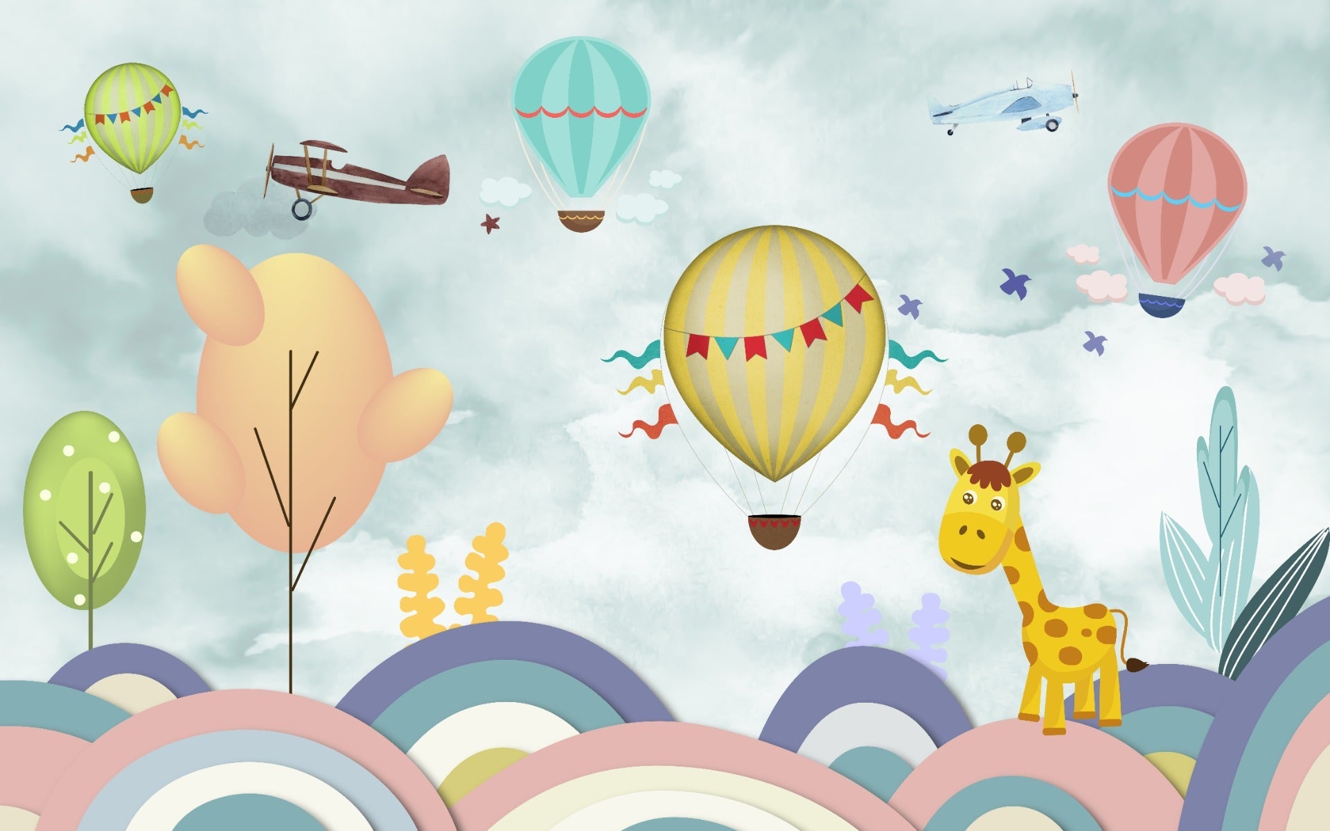Sky Adventures Kids Room Wallpaper