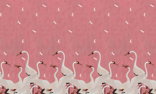 Regal Pink Crane Elegance Wallpaper