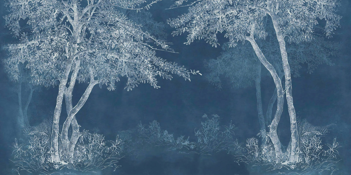 Indigo Tree with Blue Background Wallpaper
