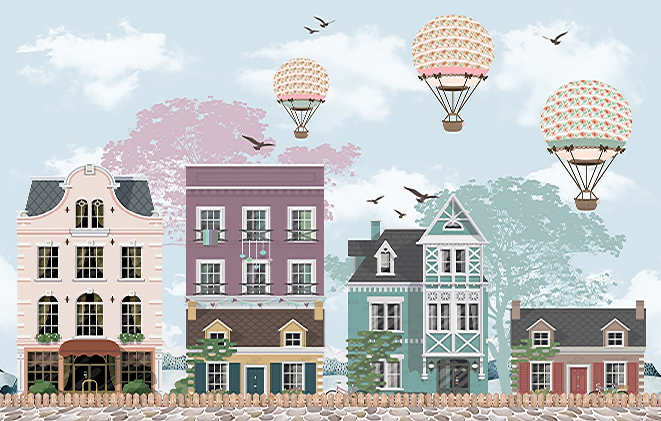Funky City View kids Room Wallpaper
