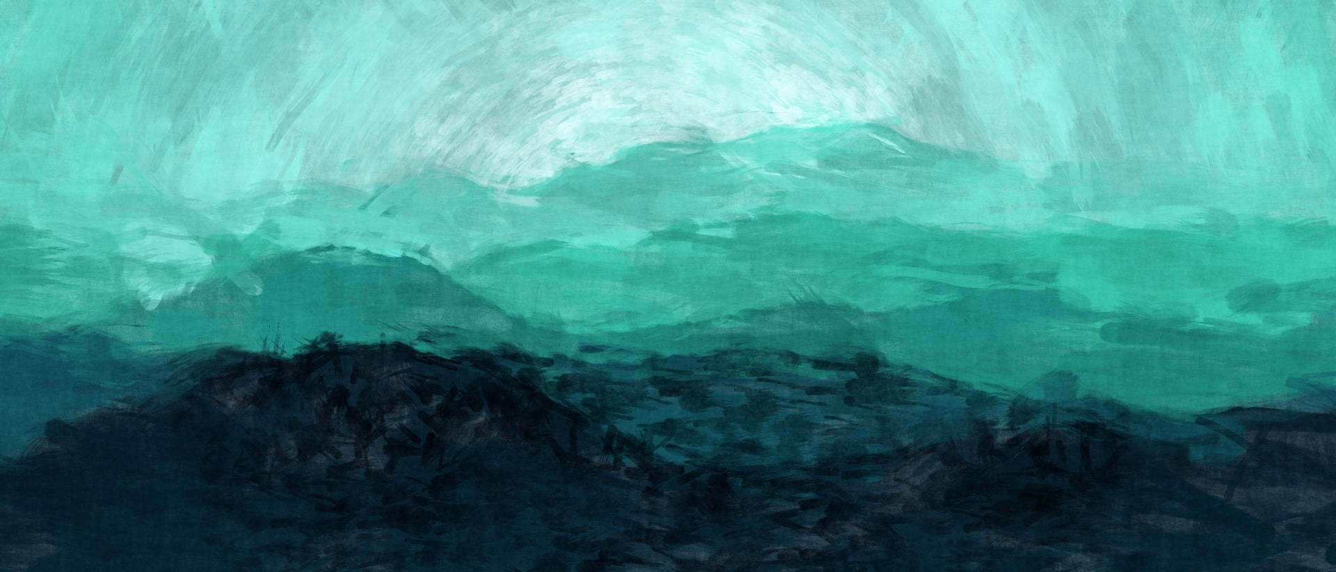 Sea Green Watercolor Mountain Ranges Wallpaper Murals