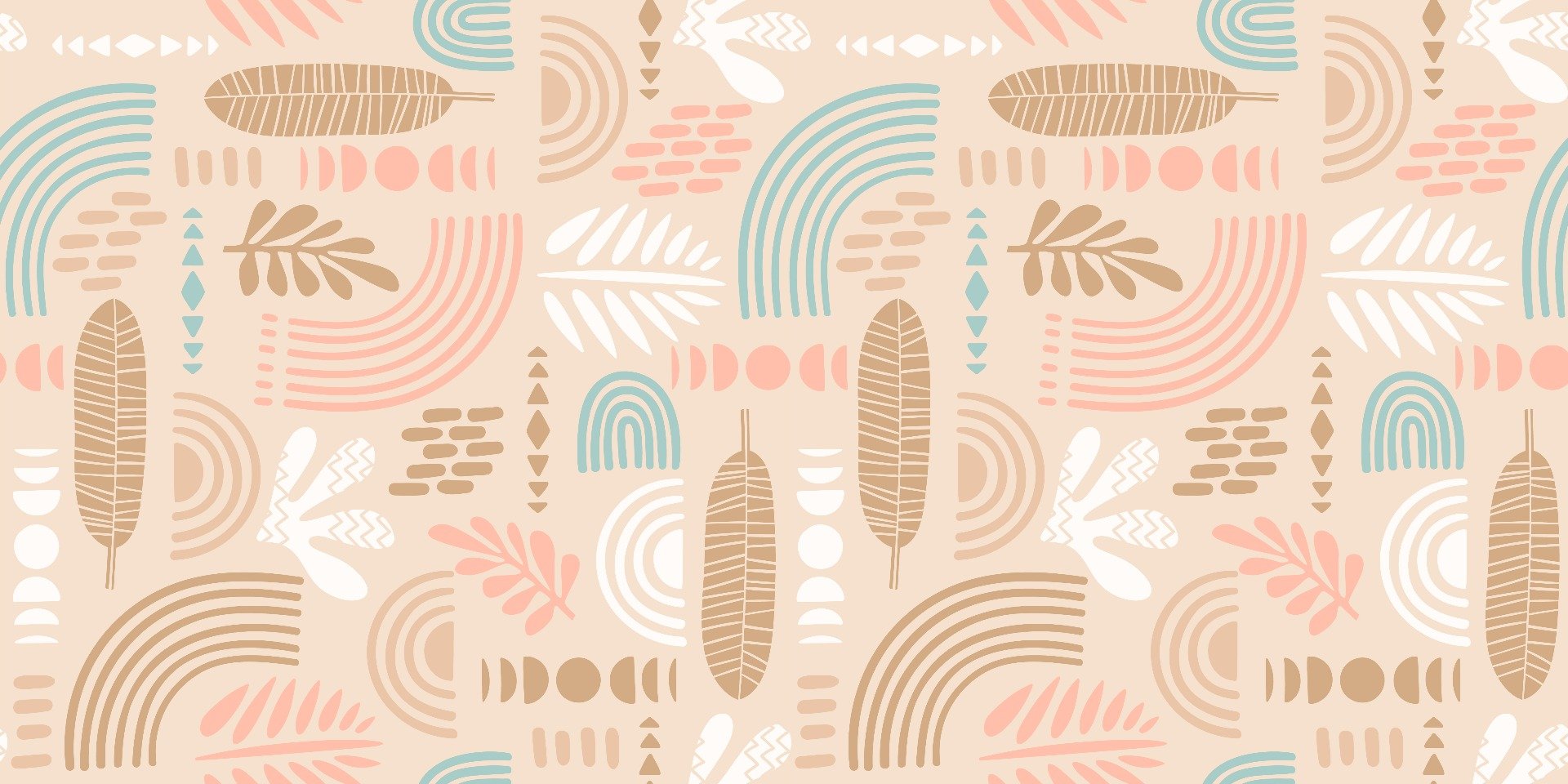 Beige Color Abstract Tropical Leaf Wallpaper