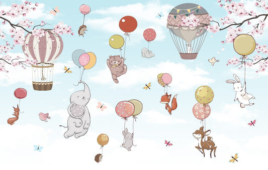 Levitating animals wallpaper mural