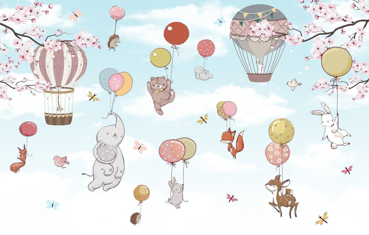 Levitating animals wallpaper mural in your room — zoomed