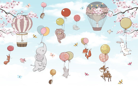 Levitating animals wallpaper mural