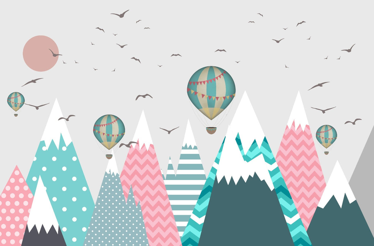 Snow Covered Hills Wallpaper Mural in your room — zoomed
