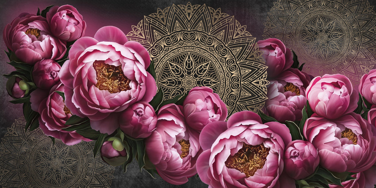 Pink Floral Mandala Design Wallpaper Murals