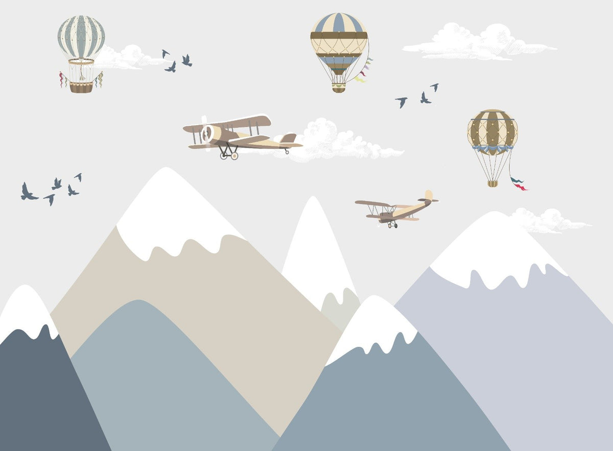 Mountains & sky Kids Wallpaper in your room — zoomed