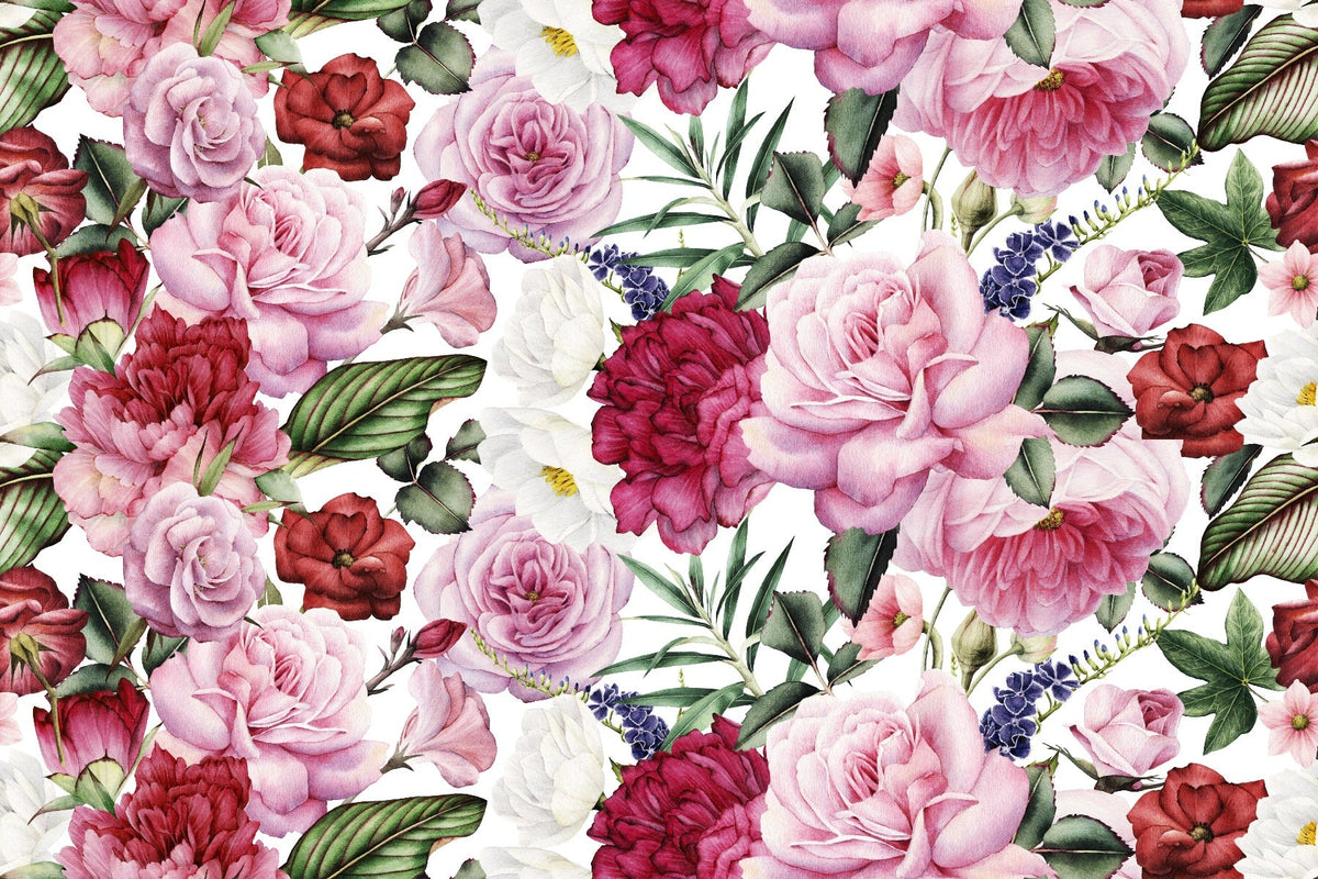 Trendy Pink and Red Rose Wallpaper in your room — zoomed