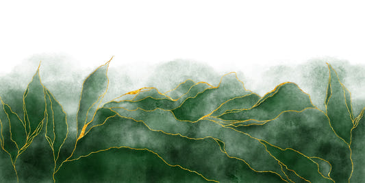 Watercolor Green Leaves Mural Wallpaper