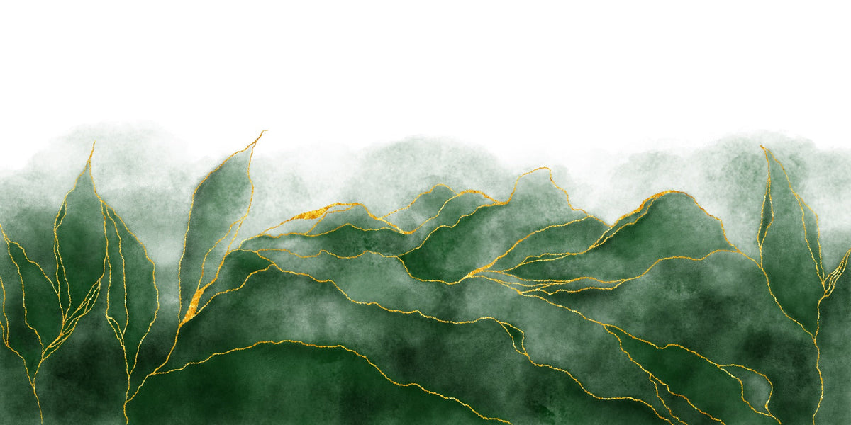Watercolor Green Leaves Mural Wallpaper