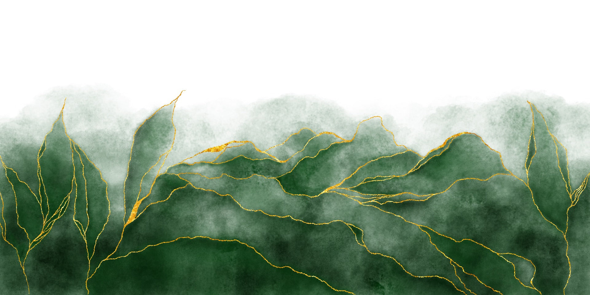 Watercolor Green Leaves Mural Wallpaper
