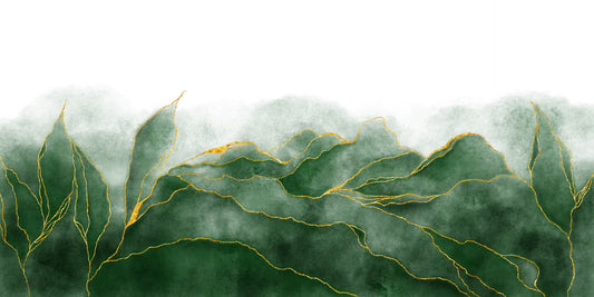Watercolor Green Leaves Mural Wallpaper