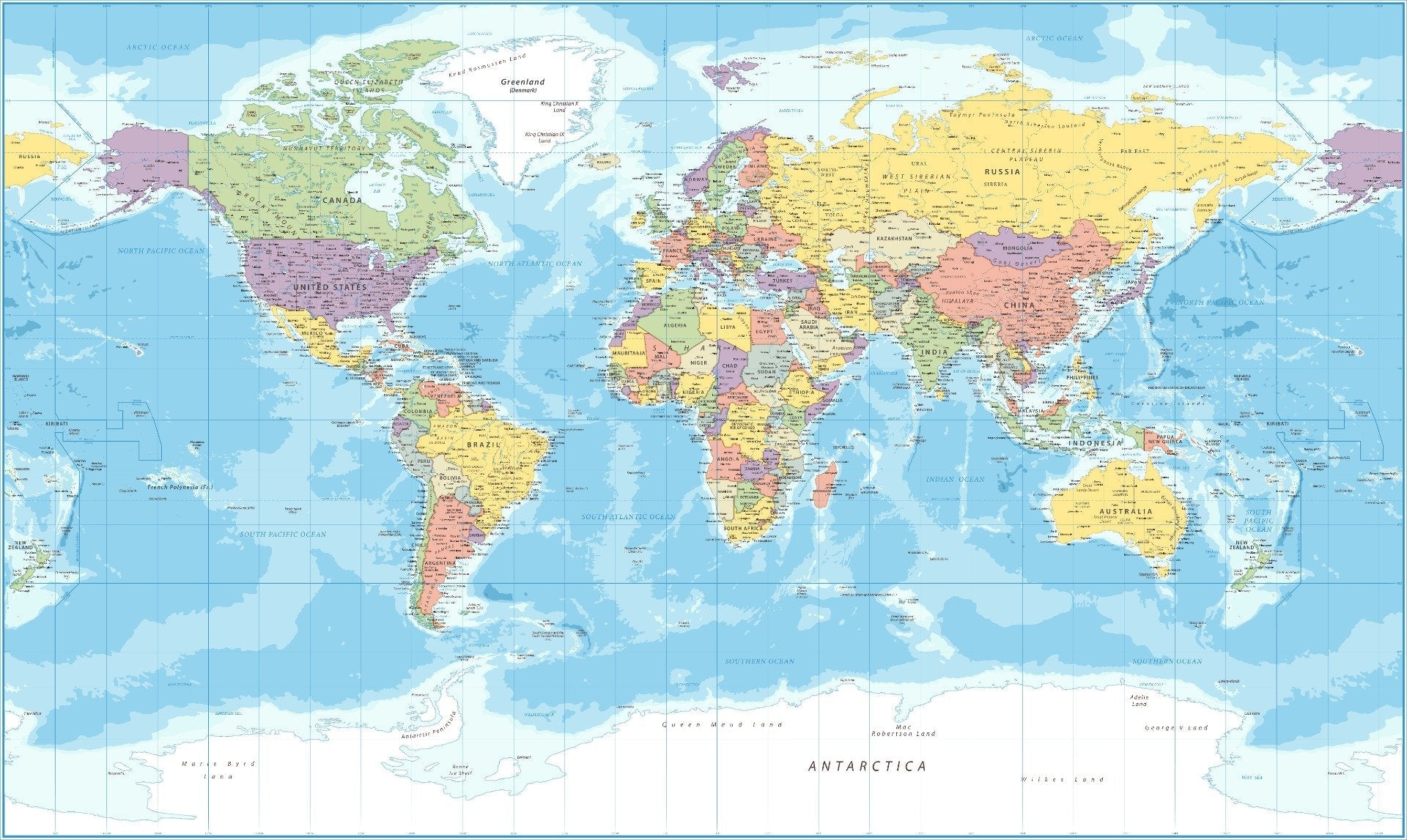 Political Kids Room World Map Wallpaper