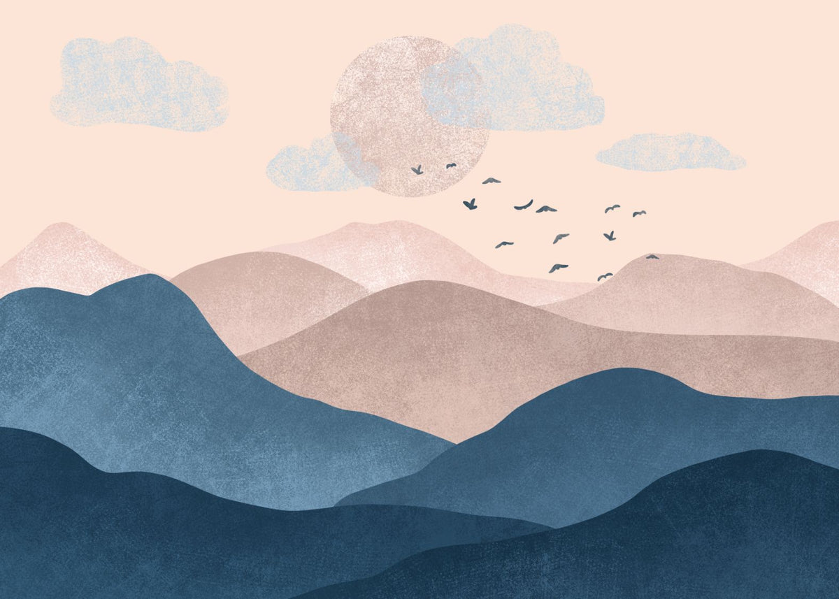 Pink Blue Color Landscape Mountain Wallpaper