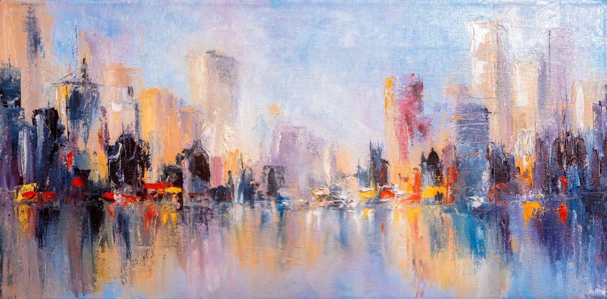 Colorful City Skyline  Wallpaper Murals