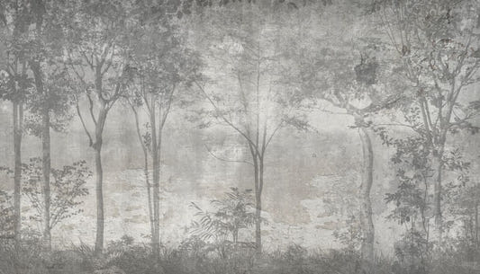 Grey Color Forest Trees Wallpaper Murals