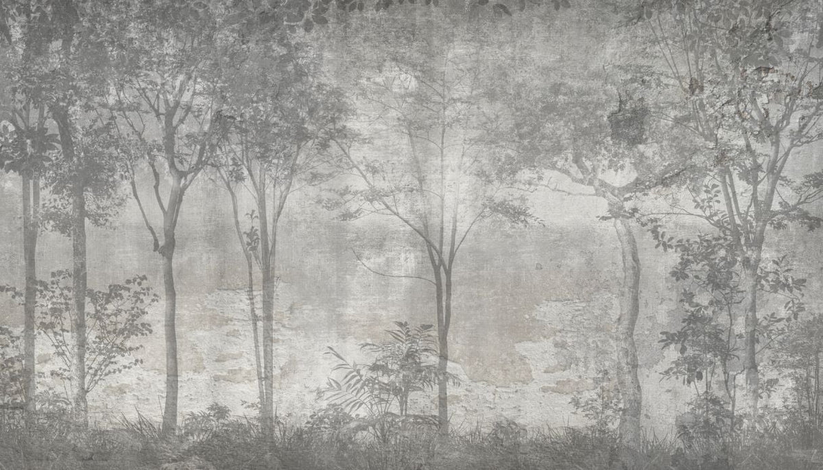 Grey Color Forest Trees Wallpaper Murals