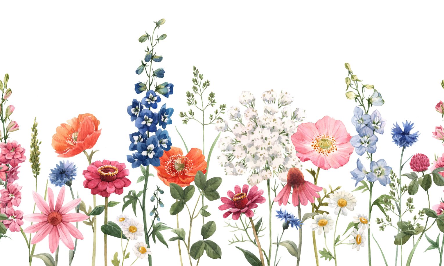 Floral Summer Pattern Watercolor Wallpaper