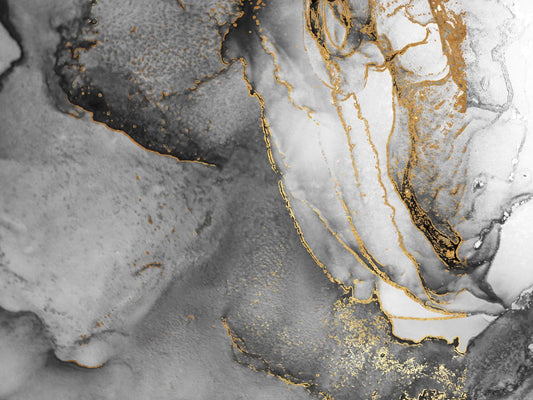 Black and Gold Alcoholic Ink Marble Wallpaper