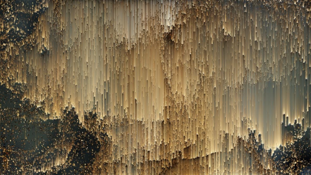 Gold Falling Light Pixels Wallpaper Murals in your room — zoomed