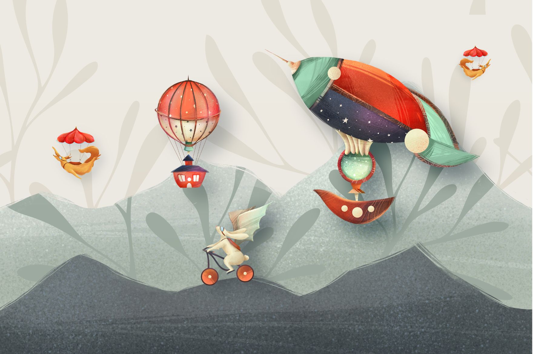 Watercolour Cartoon Animals  Wallpaper Murals