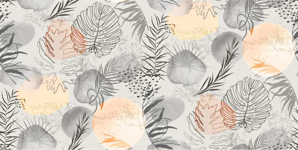 Tropical Leaves Geometric  Wallpaper for Walls