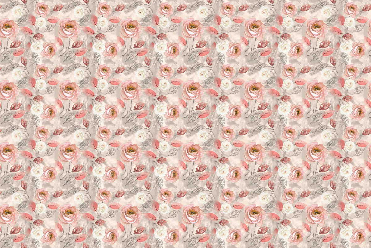 Watercolor Pink Flower Wallpaper Mural
