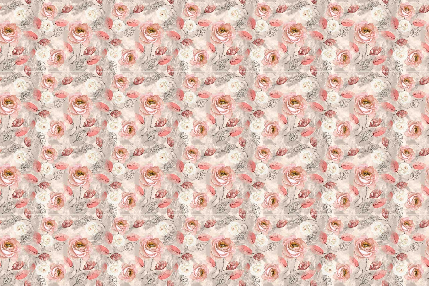 Watercolor Pink Flower Wallpaper Mural