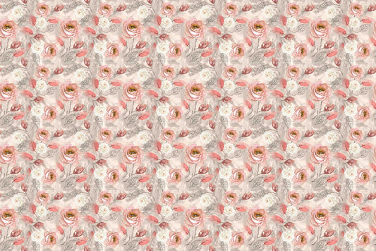 Watercolor Pink Flower Wallpaper Mural