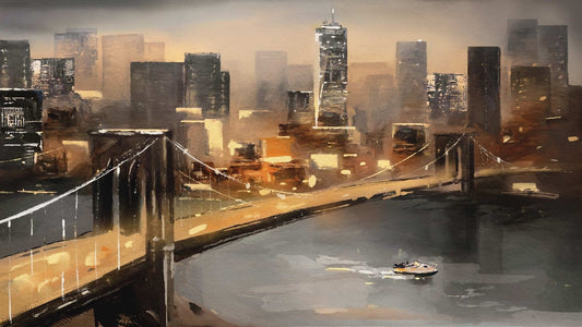 New York with oil-painted design wallpaper