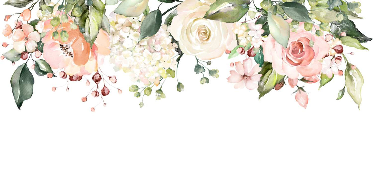 Hanging Pink Flower Watercolor Removable Wallpaper in your room — zoomed