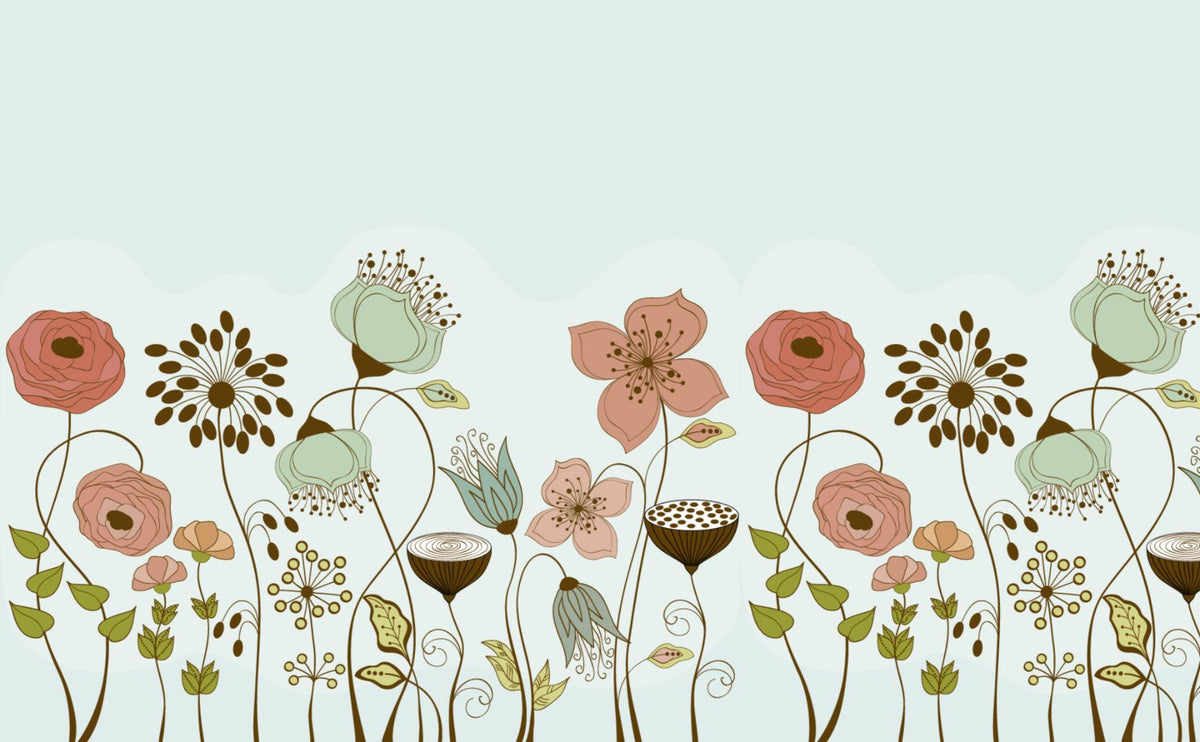 Abstract Flower Wallpaper Mural in your room — zoomed