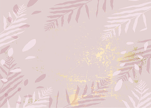 Pastel Pink Color Gold Leaves Wallpaper Murals