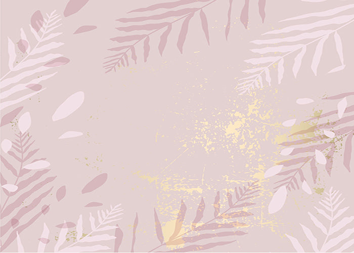Pastel Pink Color Gold Leaves Wallpaper Murals