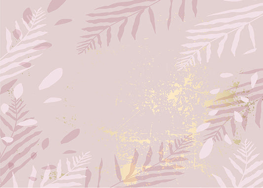 Pastel Pink Color Gold Leaves Wallpaper Murals