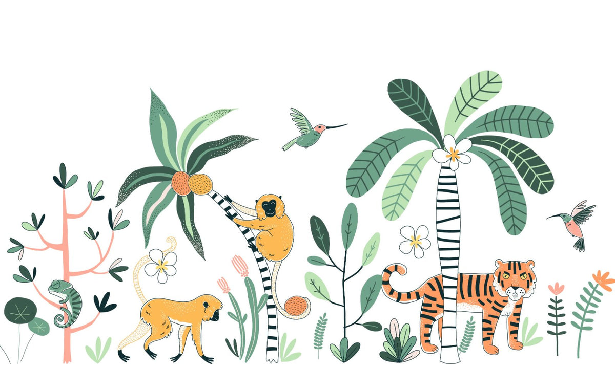 Rainforest Animal kids room Wallpaper