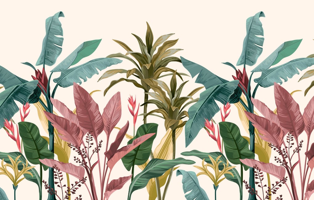 Beautiful Banana Leaves Wallpaper Mural