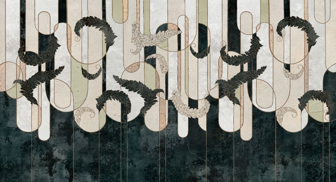 Dark Green Geometry Concrete Wallpaper Murals