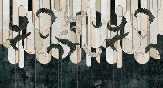 Dark Green Geometry Concrete Wallpaper Murals