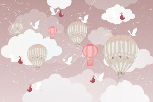 3D Hot Air Balloon Wallpaper Mural
